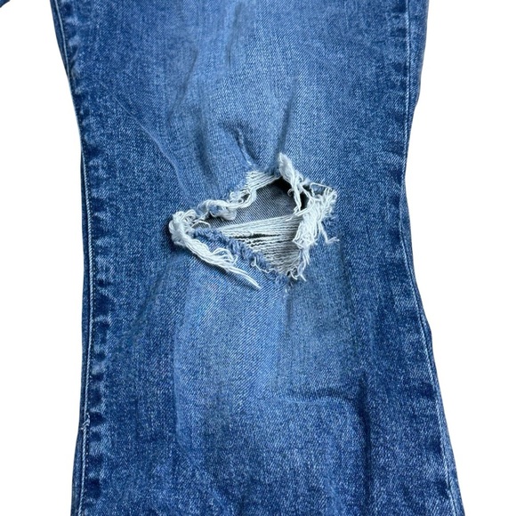 Express cropped flare high rise distressed jeans 12R - Picture 6 of 6